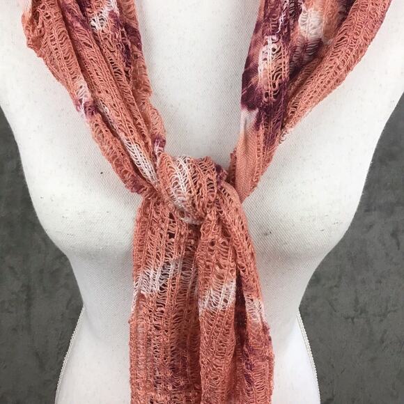 Collection 18 Women’s Rose Quartz Tie Dye Scarf Fringe Wrap 12x80 NWT - Picture 13 of 16